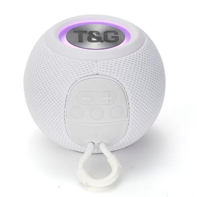 Портативная Bluetooth колонка TG337 с RGB подсветкой и функцией громкой связи, радио, белая