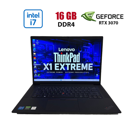 Ігровий ноутбук Б-клас Lenovo ThinkPad X1 Extreme Gen 4 / 15.6" (1920x1080) IPS / Intel Core i7-11850H (8 (16) ядра по 2.5 - 4.8 GHz) / 16 GB DDR4 / 512 GB SSD / nVidia GeForce RTX 3070, 8 GB GDDR6, 256-bit / WebCam б/в