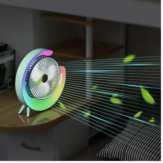 Вентилятор настільний із підсвіткою Хіт 2025 року XL-1292, портативний настільний акумуляторний вентилятор 235×235×50 мм | Зображення 5