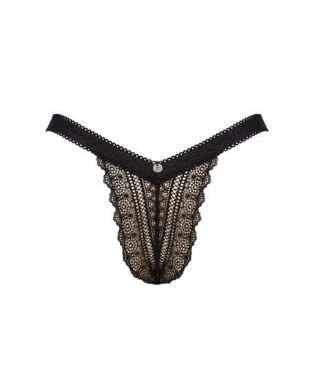 Мереживні трусики із заниженою талією Obsessive Estiqua panties XS/S, black | Зображення 4