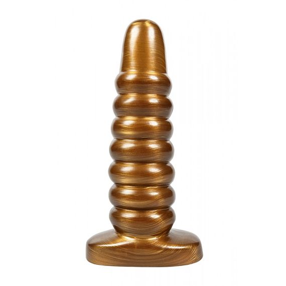 Велика анальна пробка ребриста Chisa Dark Muscle Gold, Золотистый