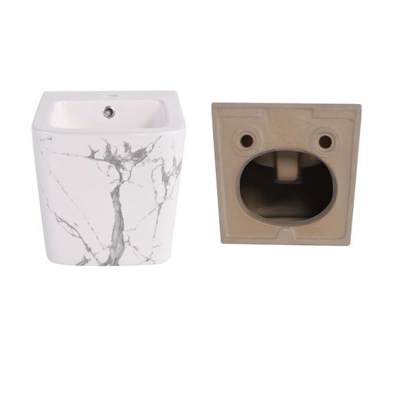 Комплект Qtap Tern Marble 3 в 1: подвесной унитаз Ultra Quiet + биде подвесное + раковина накладная QTERMR49164 | Зображення 7