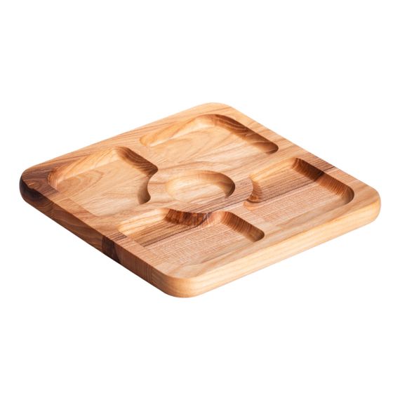 Менажниця на 5 секцій дерев'яна 25×25 см квадратна Lugi T43W250 | Зображення 1