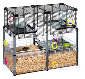 Модульна клітка для хом'яків та мишей Ferplast Multipla Hamster Crystal з аксесуарами чорна 72.5x37.5x62 см 57007617