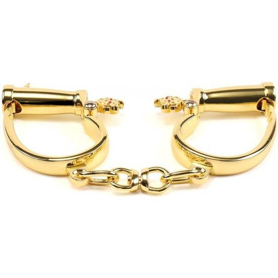 Наручники з коротким ланцюжком, металеві, золоті | Зображення 2