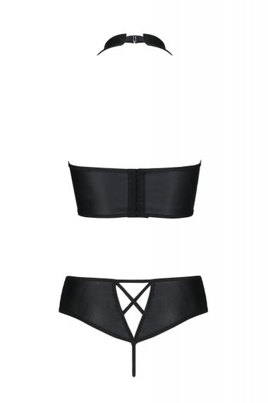 Комплект білизни із вставками зі стреп-стрічки NANCY BIKINI black S/M - Passion | Зображення 3