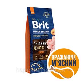 Энергетический корм Brit Premium by Nature Sport для активных собак всех пород, курица, 15 кг