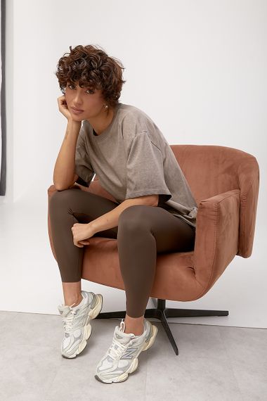 Футболка вільного фасону з ефектом тай-дай - кавовий цвет, ONE SIZE (є розміри) | Зображення 2