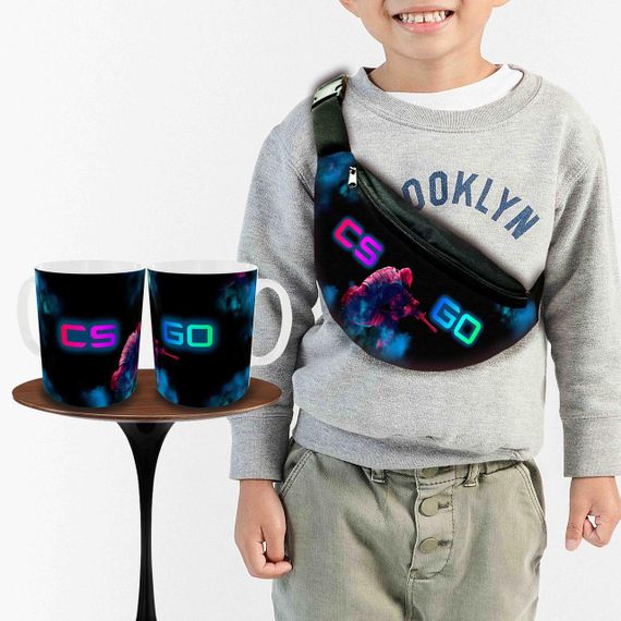 Подарунковий набір: Сумка-бананка + Кружка контр-страйк CS GO "Counter-Strike" дитячий, для хлопчика (00254)