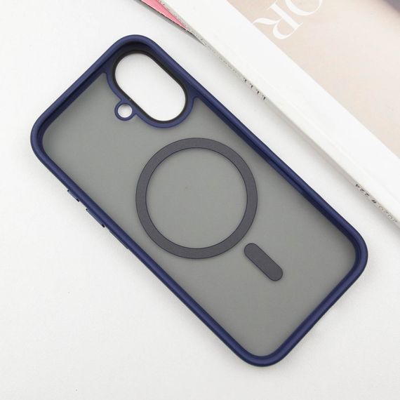 TPU+PC чехол Metal Buttons with MagSafe для Apple iPhone 16 (6.1") Синий | Зображення 2