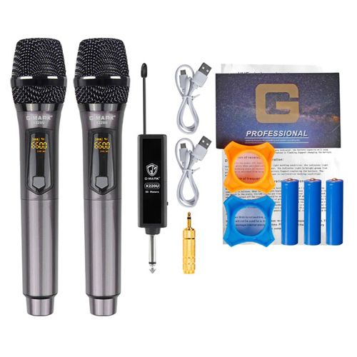 Набор из 2 беспроводных динамических микрофонов караоке система G-Mark X220U | Зображення 1