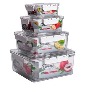 Набор пищевых контейнеров для еды  0.7/1.7/3.3/5.7 л 4 шт на защелках HP-27-4