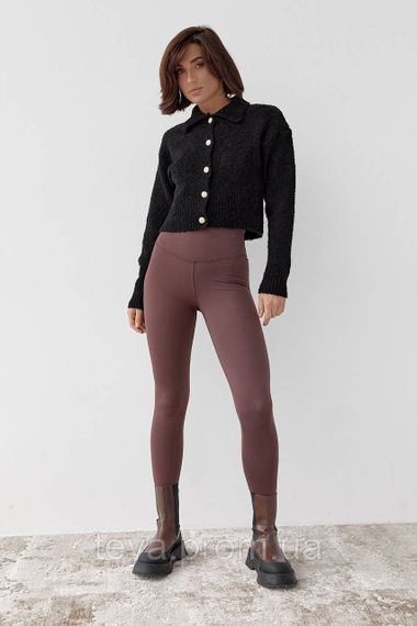 Женские теплые лосины с широким поясом цвет коричневый FL_000809 | Зображення 2