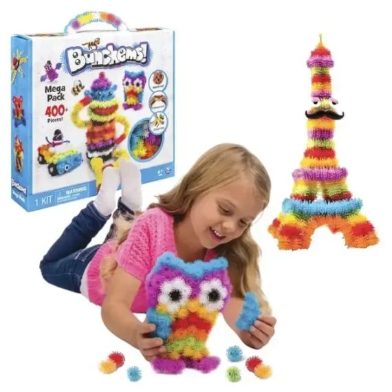 Дитячий різнокольоровий конструктор-липучка Bunchems 400 деталей / Конструктор Банчемс | Зображення 1