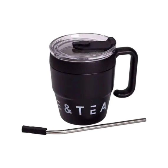 Термокружка Coffee & Tea с трубочкой черная HP-14-23B | Зображення 2