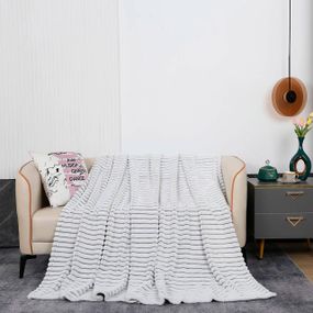 Плед флісовий в смужку(3 см) світло-сірий Love You 200 x 220 см