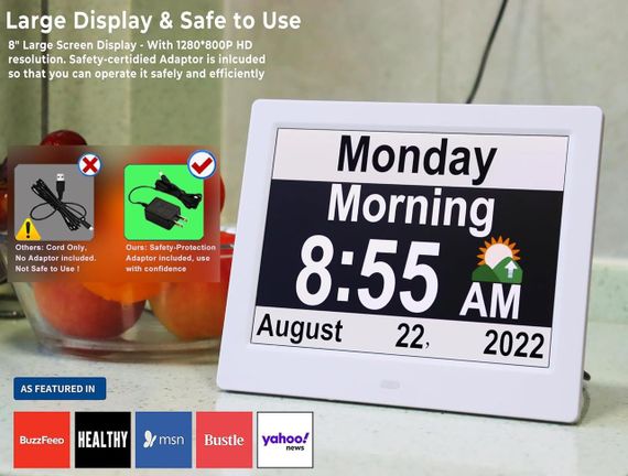 Годинник для людей із деменцією з британським коригуванням літнього часу, 30 будильників і настроюваних нагадувань | Зображення 1