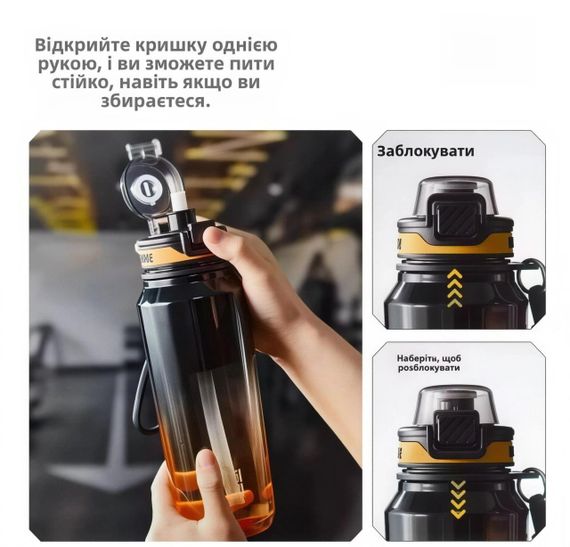 Пляшка для води 1500 мл (1.5 л) — Помаранчева, з Трітану (BPA-free) із ситечком для активного відпочинку | Зображення 2