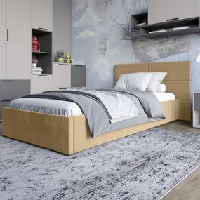 Полуторне ліжко LION Краш Лілі 02 велюр (Бежевий) 120х200 см (LION-044166)