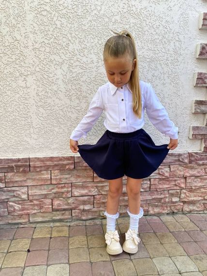 Дитяча шкільна спідниця-шорти на дівчинку колір темно-синій розмір 128, SBR130 | Зображення 3