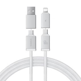 Дата кабель Baseus Versatile Two-for-Two USB/Type-C to Type-C/Lightning 60W (2m) (P10383000) Moon White