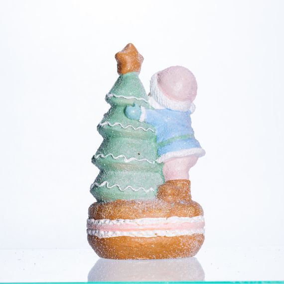 Новорічна декоративна фігурка з підсвіткою 11.5×9×20 см Новорічний декор Санта-Клаус з ялинкою з порцеляни CR-6-9 | Зображення 3