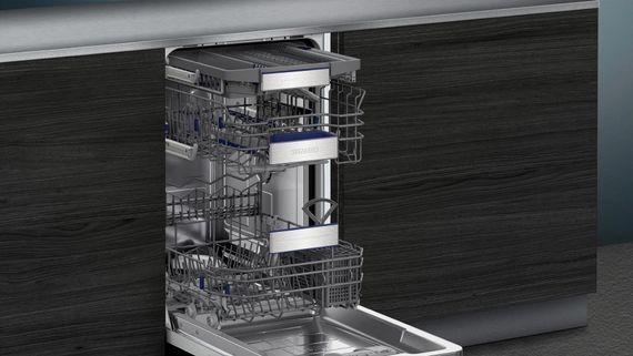 Посудомийна машина Siemens вбудована, 10компл., A+++, 45см, дисплей, 3й кошик, Zeolith, чорний (SR65ZX65MK) | Зображення 2