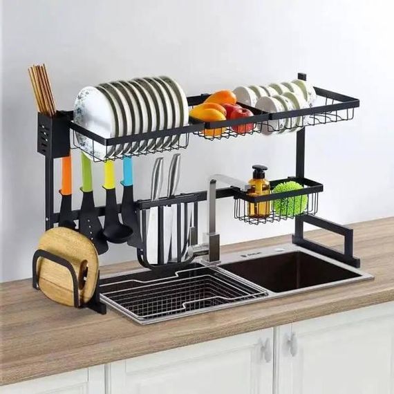 Стеллаж кухонный сушилка для посуды металл+пластик Storage Shelf Sink storage rack XL-738