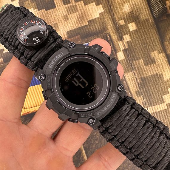 Чоловічий годинник Skmei 1356BK Black Tactic Compass | Зображення 2