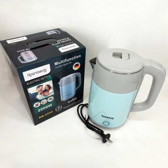 Електрочайник дисковий Rainberg RB-2244 2000 Вт 2л, стильний електричний чайник. VJ-761 Колір: блакитний | Зображення 3