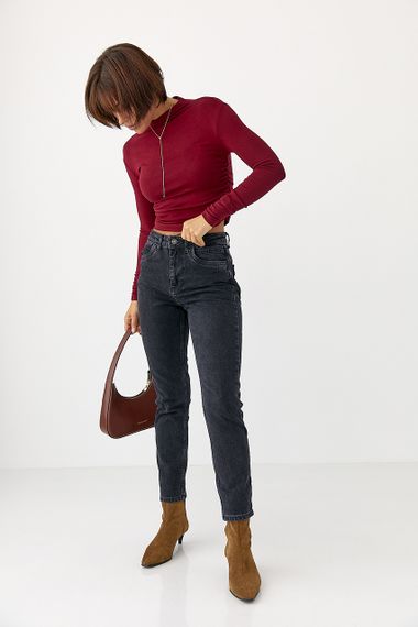 Жіночі джинси Mom Fit - чорний цвет, 38р (є розміри) | Зображення 2