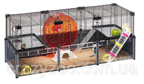 Модульна клітка для хом'яків та мишей Ferplast Multipla Hamster Lagre з аксесуарами чорна 107.5x37.5x42 см 57007417