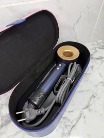 Super Hair Dryer фен с кейсом 1 насадка синій з золотим