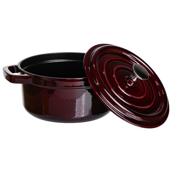 Кокотниця чавунна емальована 2 л, бургунді Yiwu HP-FLG-8 burgundy | Зображення 2