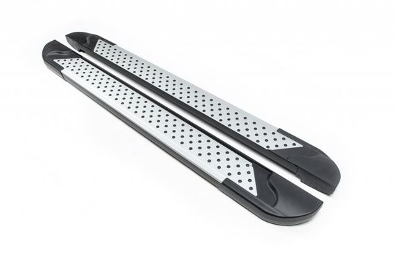 Бокові пороги Allmond Grey (2 шт., алюм) Максі база для Ford Connect 2014-2021 рр