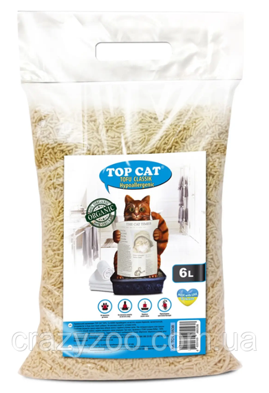 Наповнювач для котячого туалету Top Cat Tofu соєвий тофу класичний гіпоалергенний 6 л TCT 80538