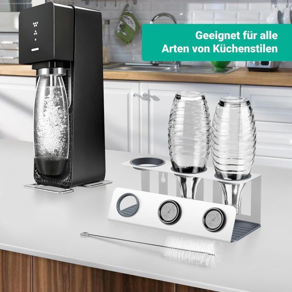 Подставка для сушки бутылок и крышек, держатель со съемным поддоном капель, для газированной воды SodaStream | Зображення 5