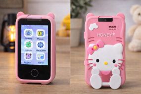 Розовый Телефон Интерактивный Смартфон с сенсорным экраном Детская игрушка с играми камерой приложениями