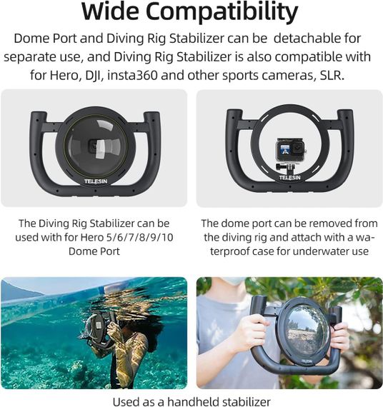 Аквабокс GoPro Hero 12/11/10/9 Водонепроникний бокс кейс корпус для екшн камери для дайвінгу плавання з підводним стабілізатором | Зображення 2