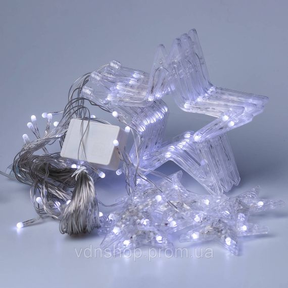 Гирлянда штора 3х0,7 м Звезды на 108 LED лампочек светодиодная 6 больших и 6 маленьких звезд 9 В 8 режимов 1733055W | Зображення 7