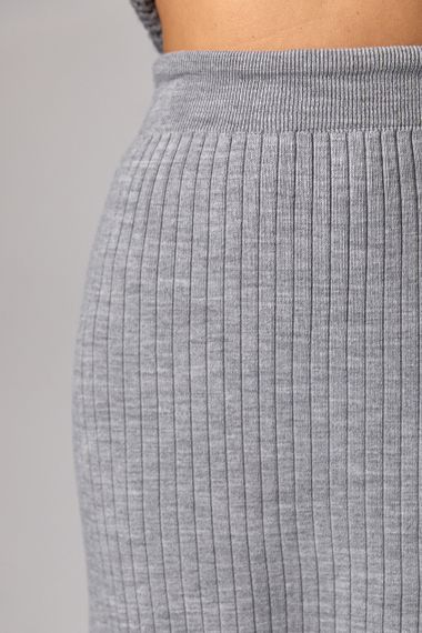 Жіноча спідниця міді у широкий рубчик - сірий цвет, ONE SIZE (є розміри) | Зображення 3