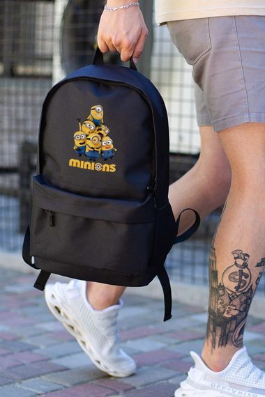Повсякденний рюкзак шкільний для хлопчика/дівчинки Without з принтом Міньйони Black