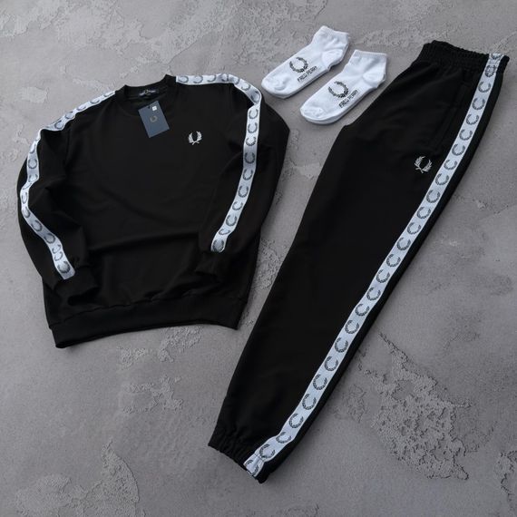 Костюм Fred Perry світшот + штани чорний + 2 пари шкарпеток у подарунок | Зображення 4