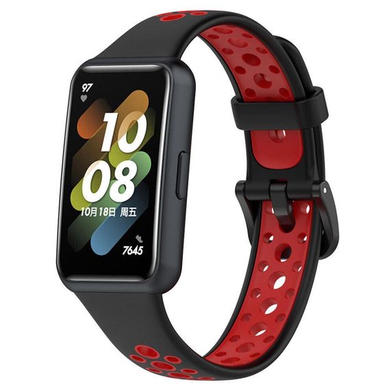 Силиконовый ремешок Primolux Perfor Classic для фитнес браслета Huawei Band 7 - Black&Red