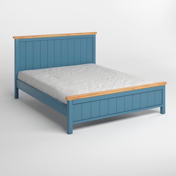 Двоспальне дерев'яне ліжко Mebigrand Вірджинія Сіро-синій (S7010R90B)/Горіх світлий 140х200 см (MBG-3259) | Зображення 1