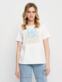 Футболка жіноча біла з ромашками та написом "Say Yes", 3XL