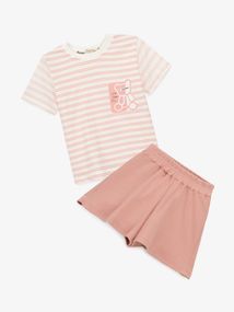 Костюм футболка+шорти для дівчинки Mini Papi 40923 86 см Пудровий shop (2000999615306)
