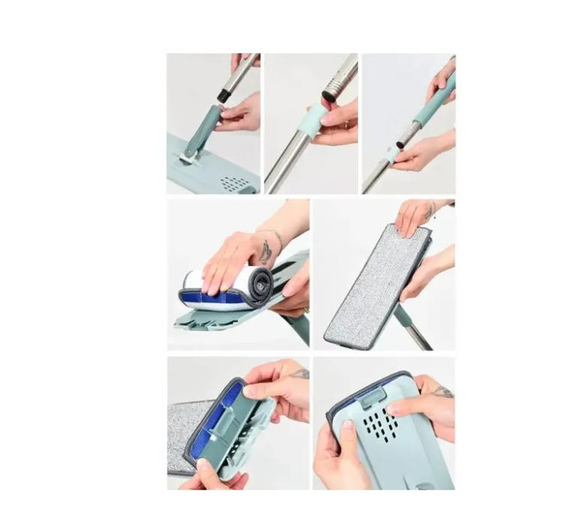 Комплект для уборки швабра лентяй с большим ведром 10л с отжимом Scratch Cleaning Mop | Зображення 2