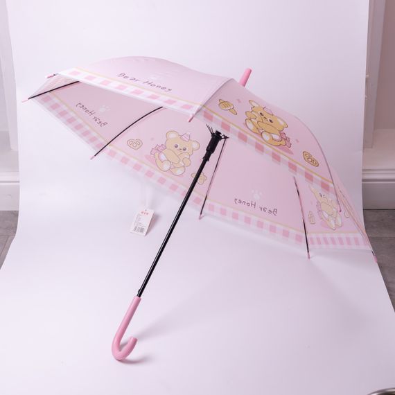 Класична дитяча парасолька-тростина напівавтомат з поліестеру міцна надійна 8 спиць діаметр 94 см Рожевий HP-23-11P | Зображення 5