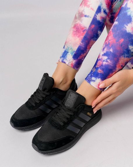 Женские кроссовки Iniki Fleece Termo All Black Grey Stripes | Зображення 1